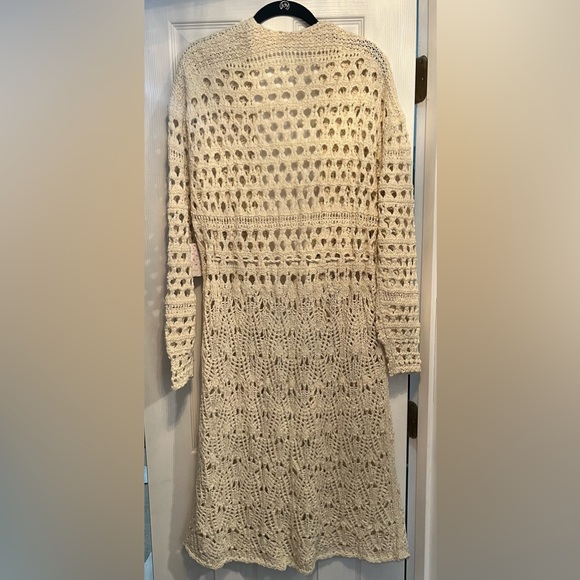 Free People - NWT - Sweet Talker Long Crochet Cardigan in Crema - XS - Picture 3 of 6